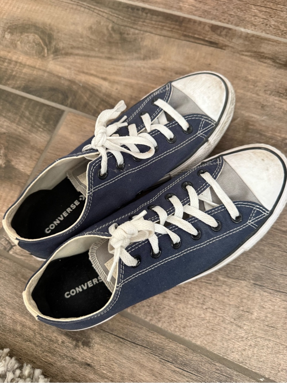 Converse Navy and White platform Canvas Sneakers